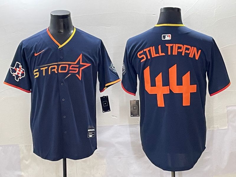 Men 2025 Houston Astros #44 Still Tippin Blue Three generations Joint Name Nike MLB Jersey style 9